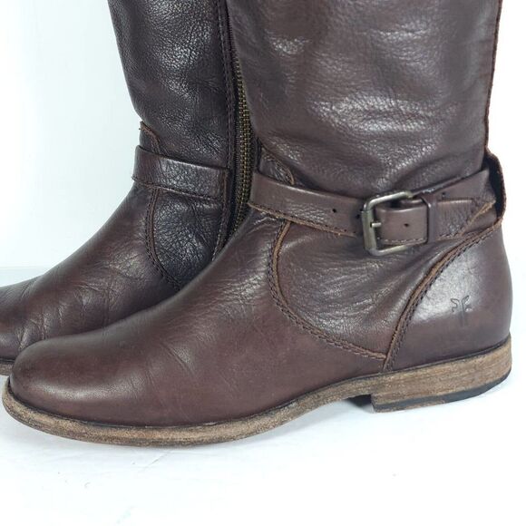 Frye Women's Phillip US 7,5B Brown Leather Buckle knee High Riding Boots - Picture 2 of 14